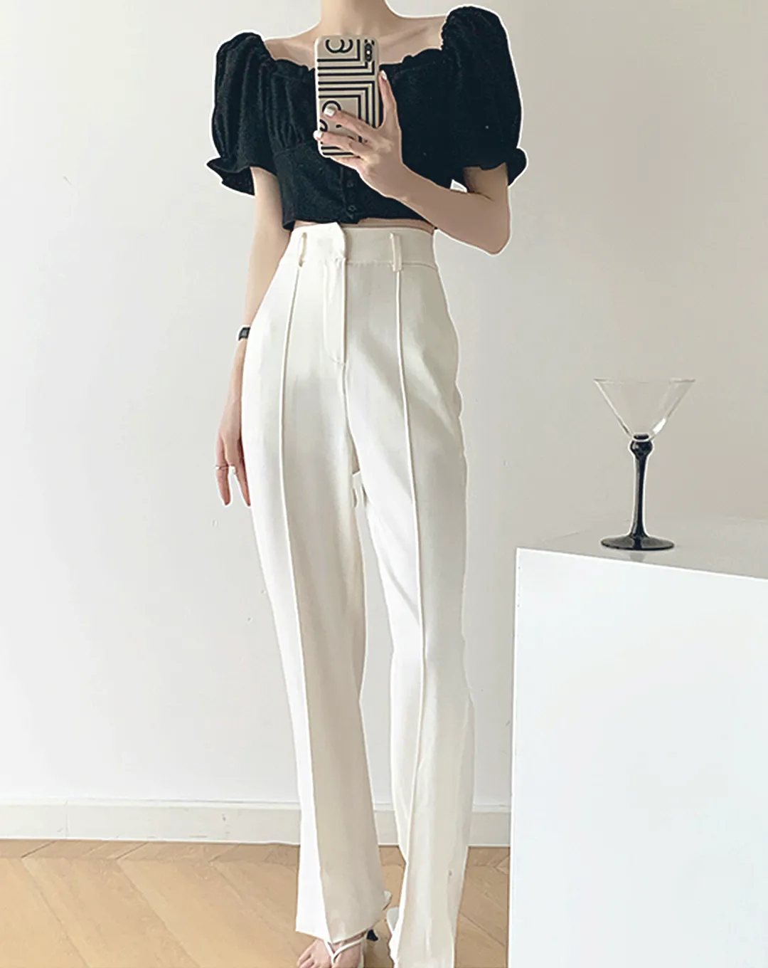 ♀Center Press High Waist Pants