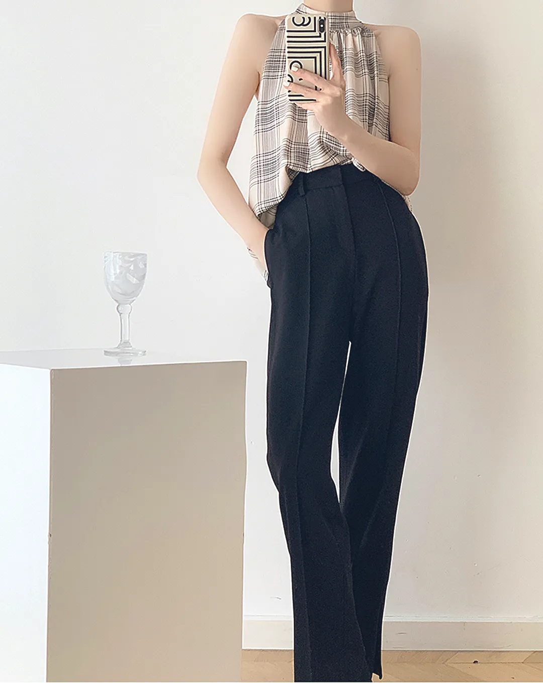 ♀Center Press High Waist Pants