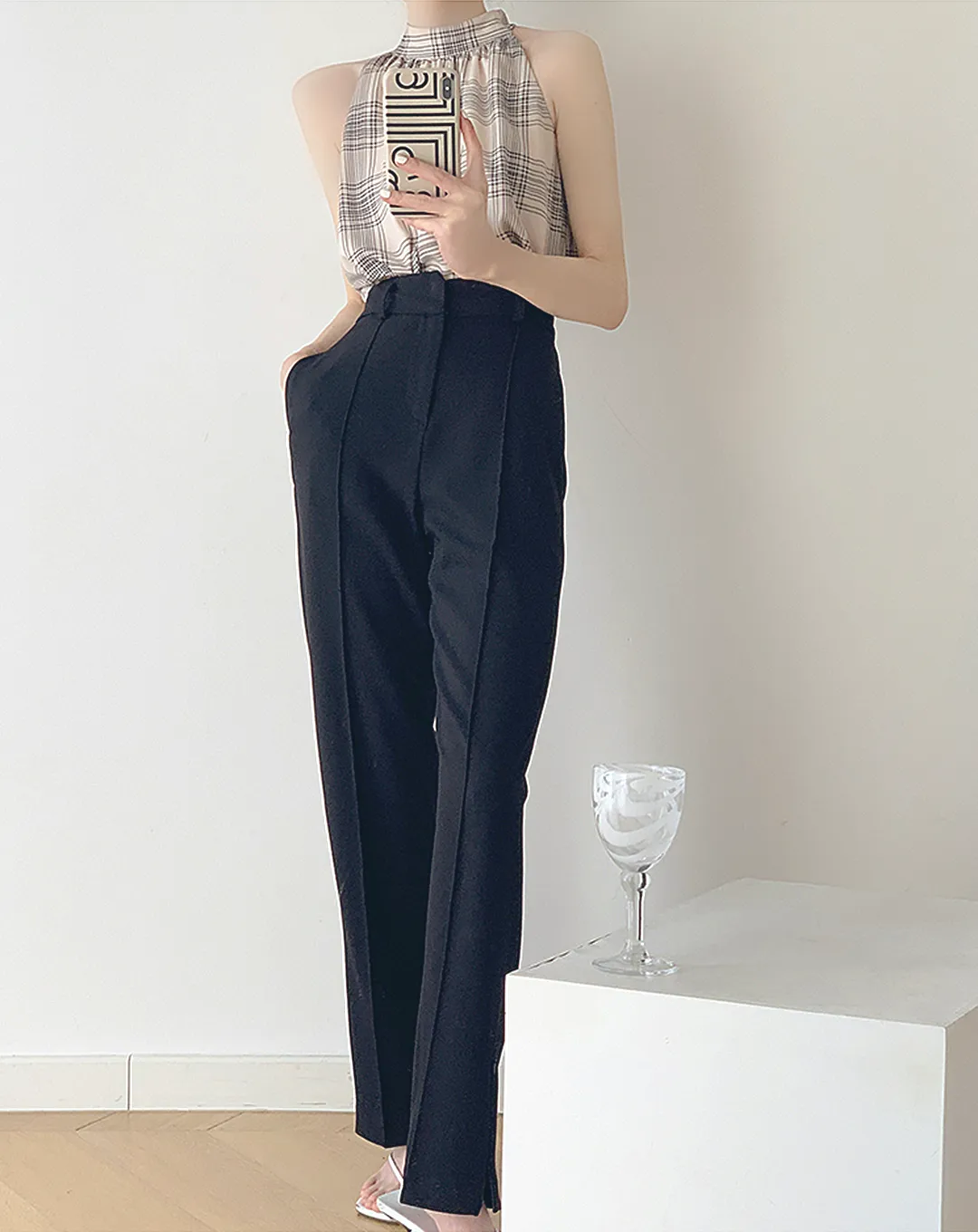 ♀Center Press High Waist Pants