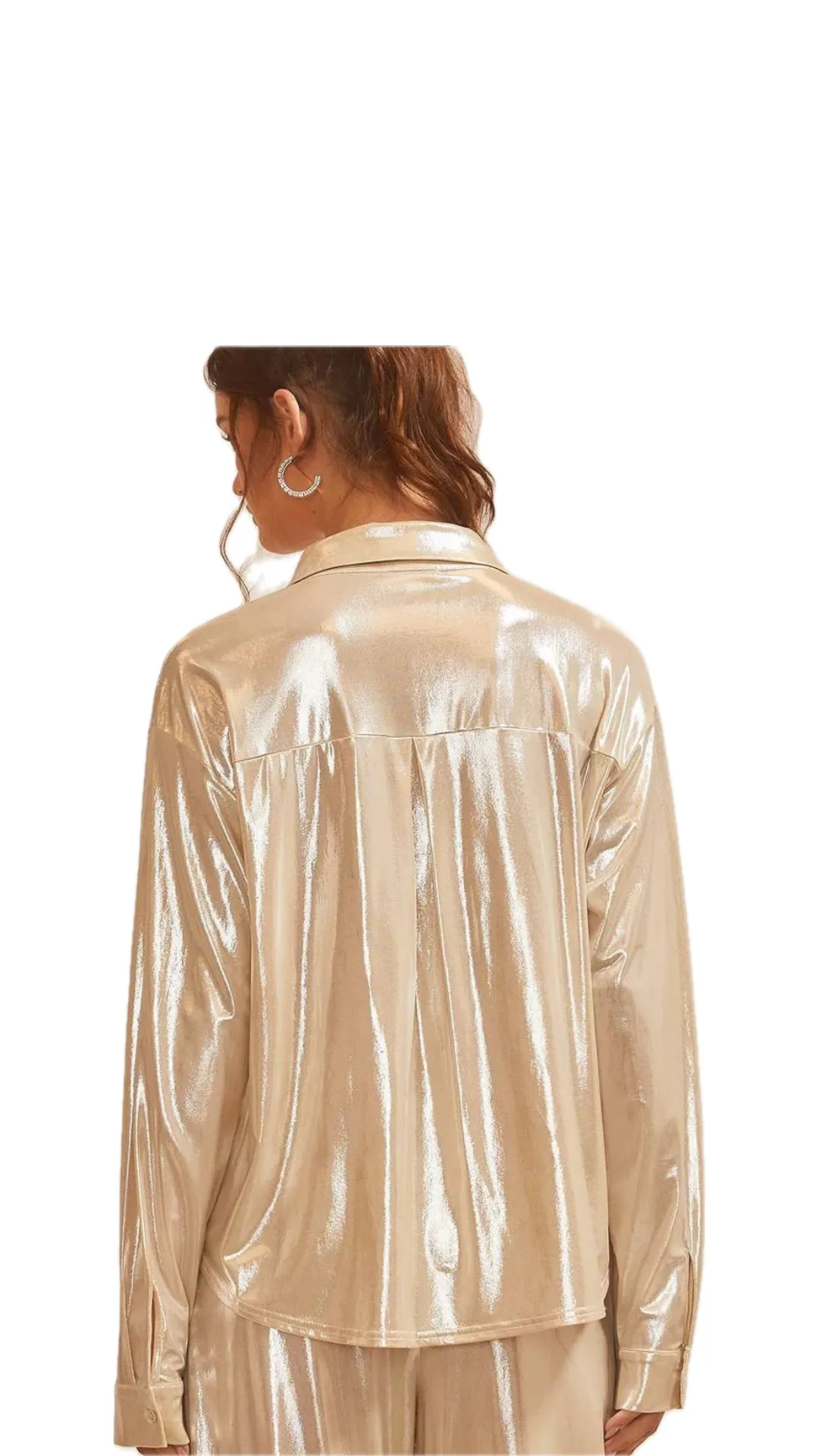 Champagne Metallic Long Sleeve Dress Shirt