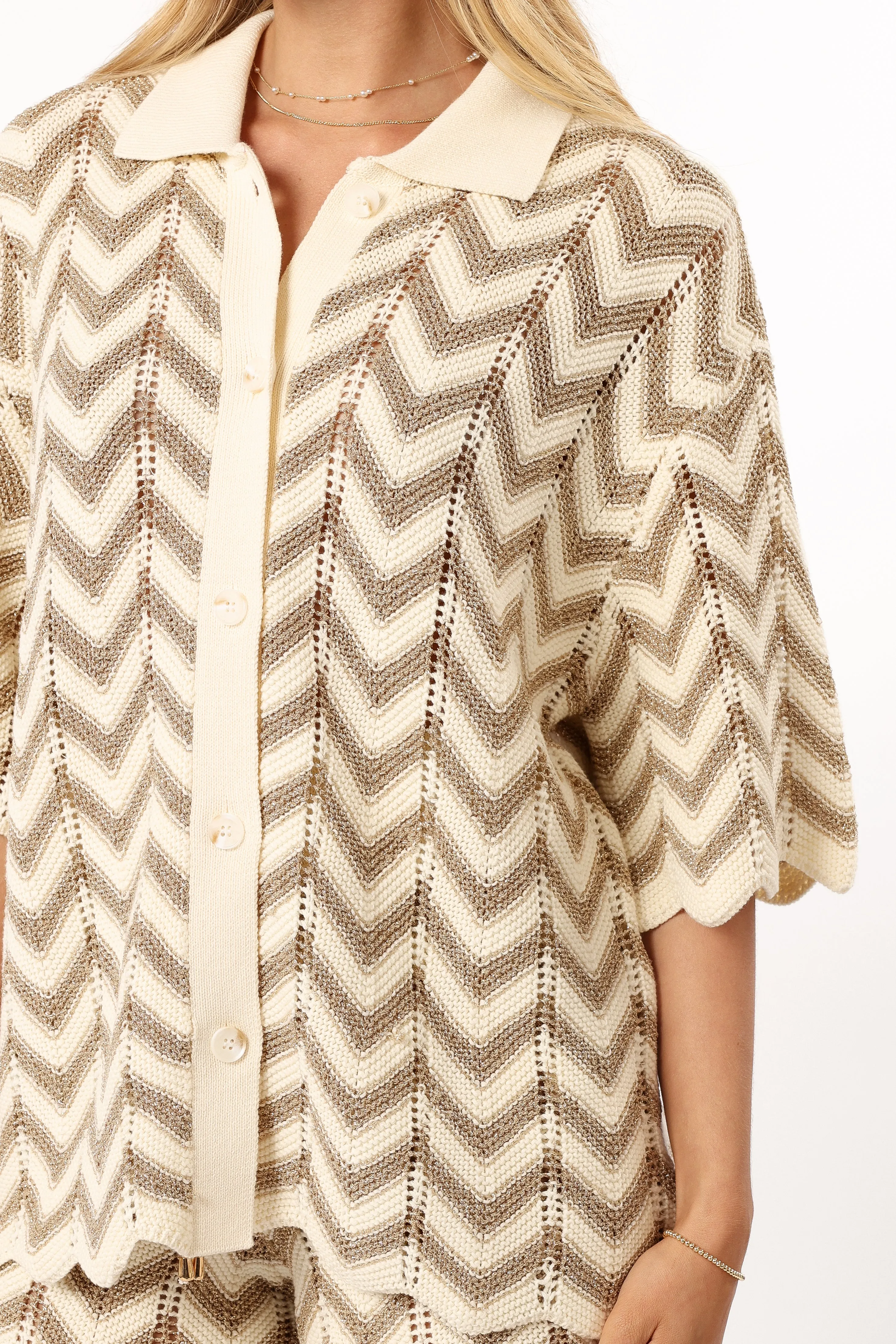 Cherie Knit Shirt - Gold White