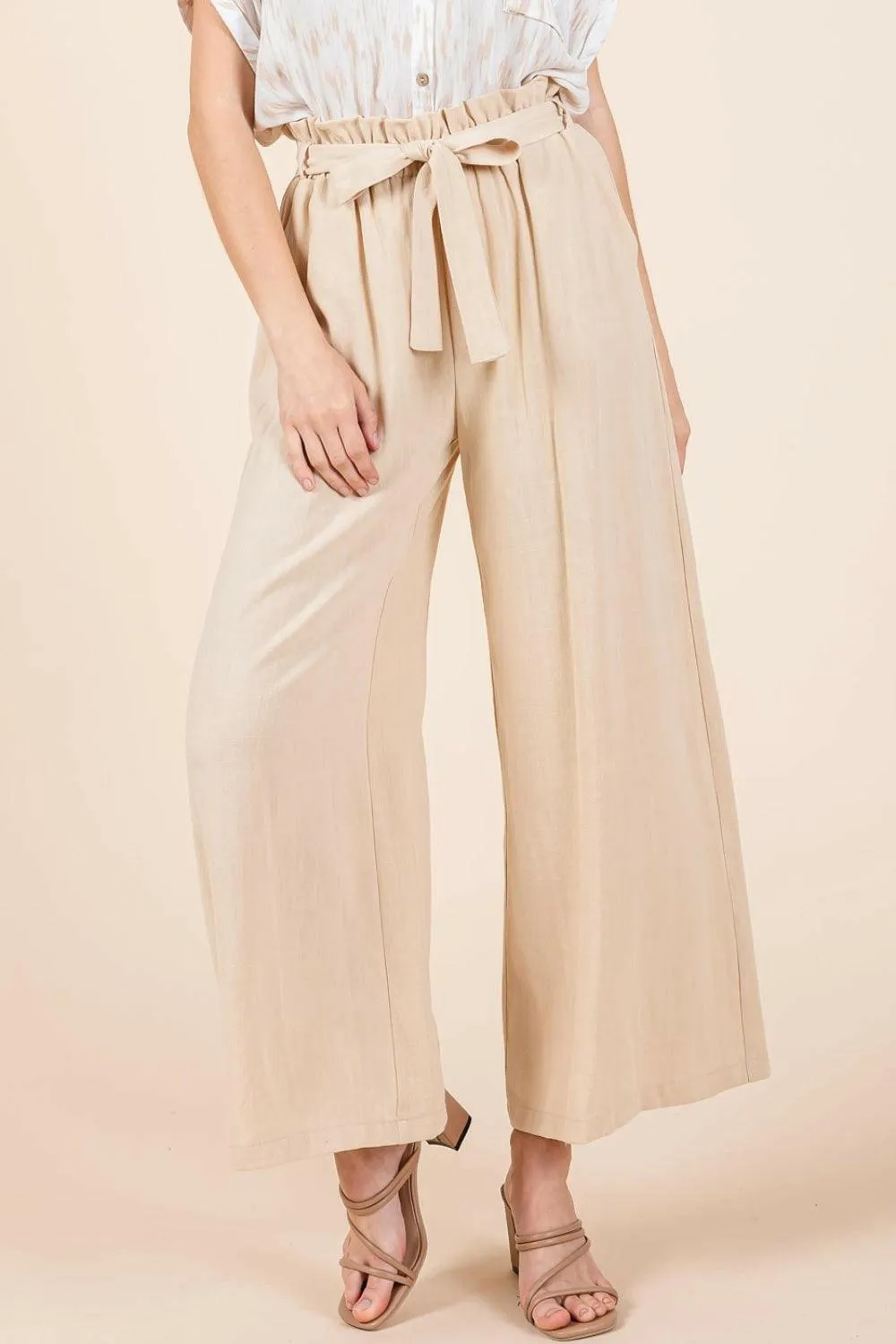 Chic High-Waist Tie-Front Wide Leg Pants