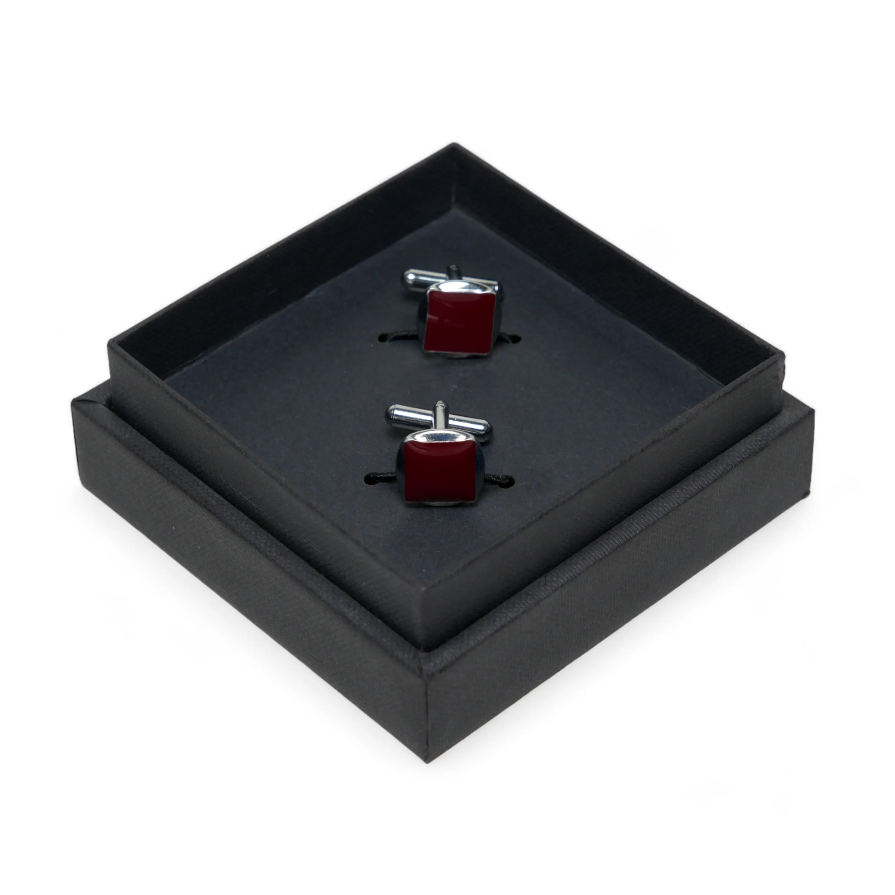 Chokore Circular Square Cufflinks (Burgundy)