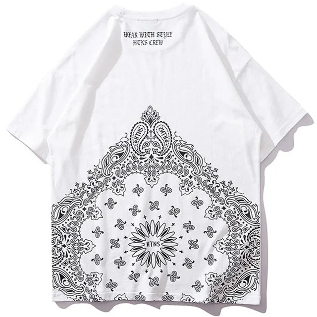 Circular Mandala Printed Hip Hop Streetwear Loose Tees