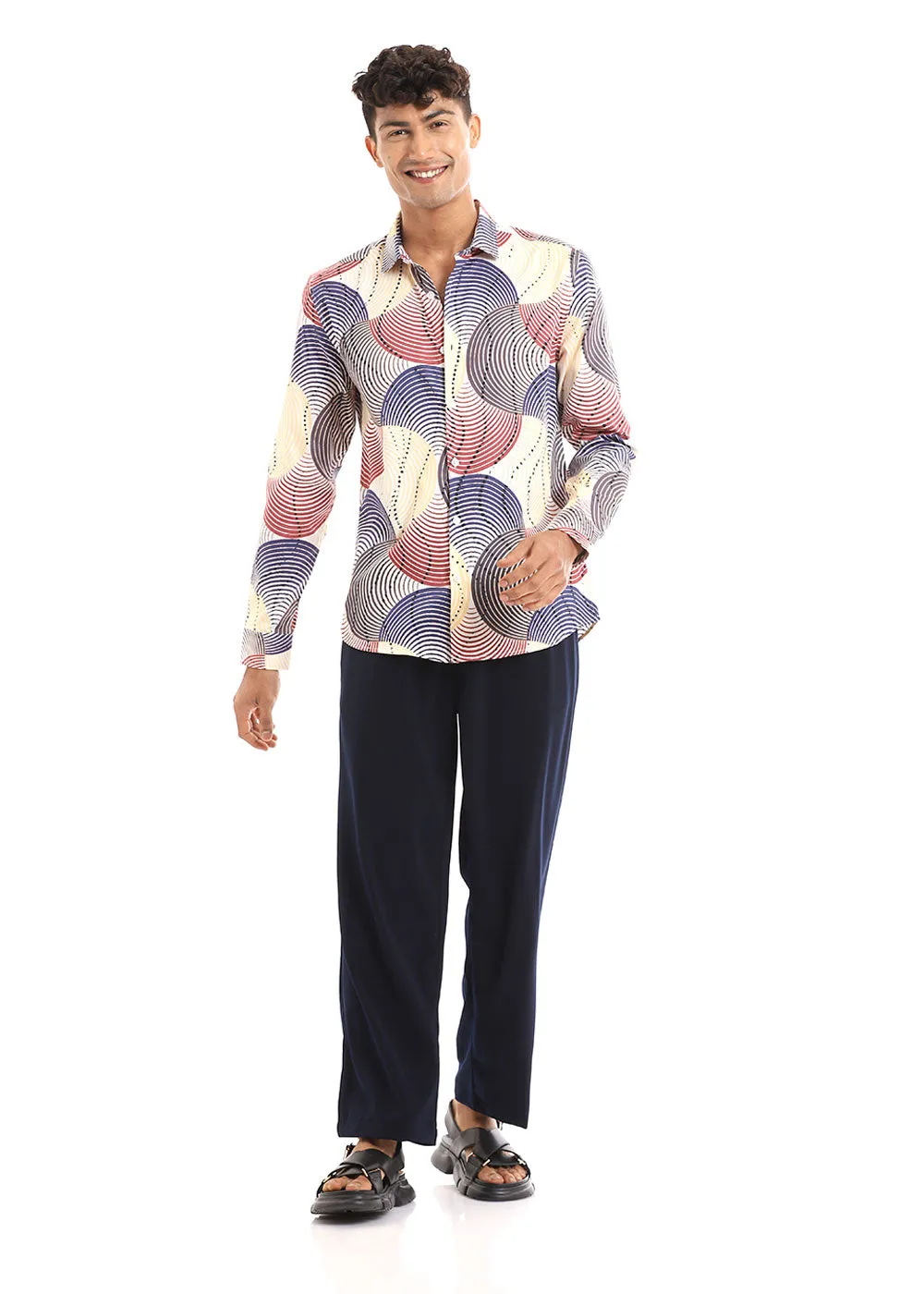 Circular Print Full-Sleeves Shirt