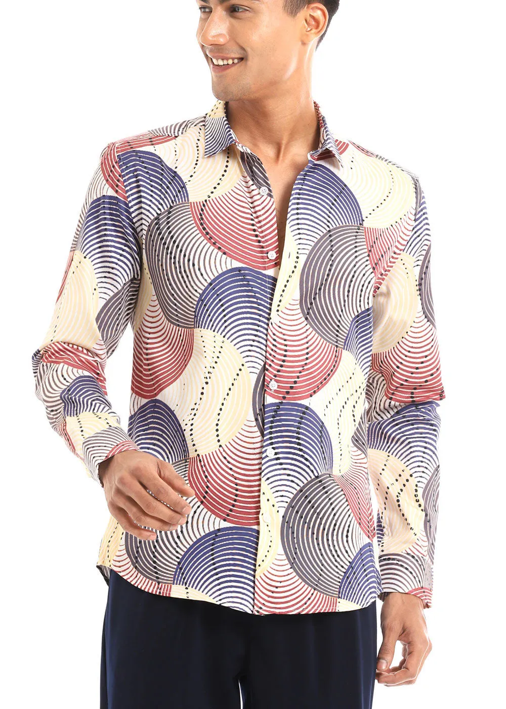 Circular Print Full-Sleeves Shirt