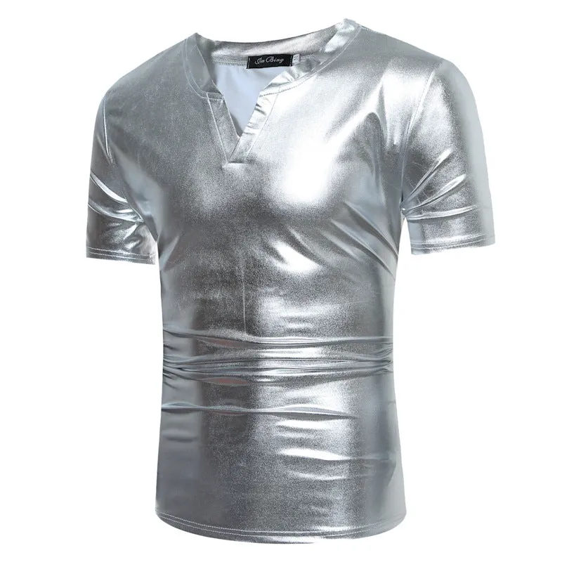 Classic V-Neck Metallic T-Shirt