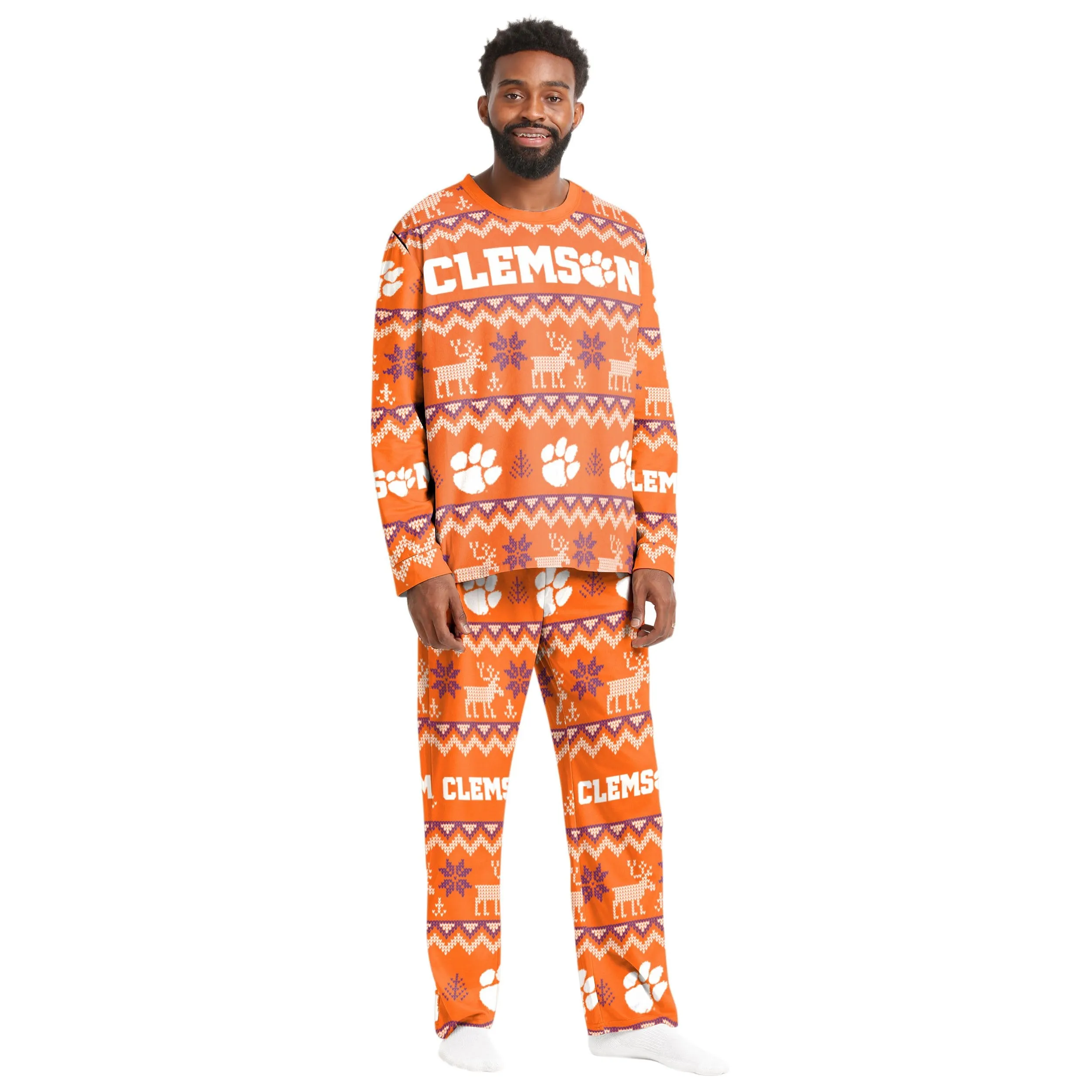 Clemson Tigers NCAA Ugly Pattern Family Holiday Pajamas