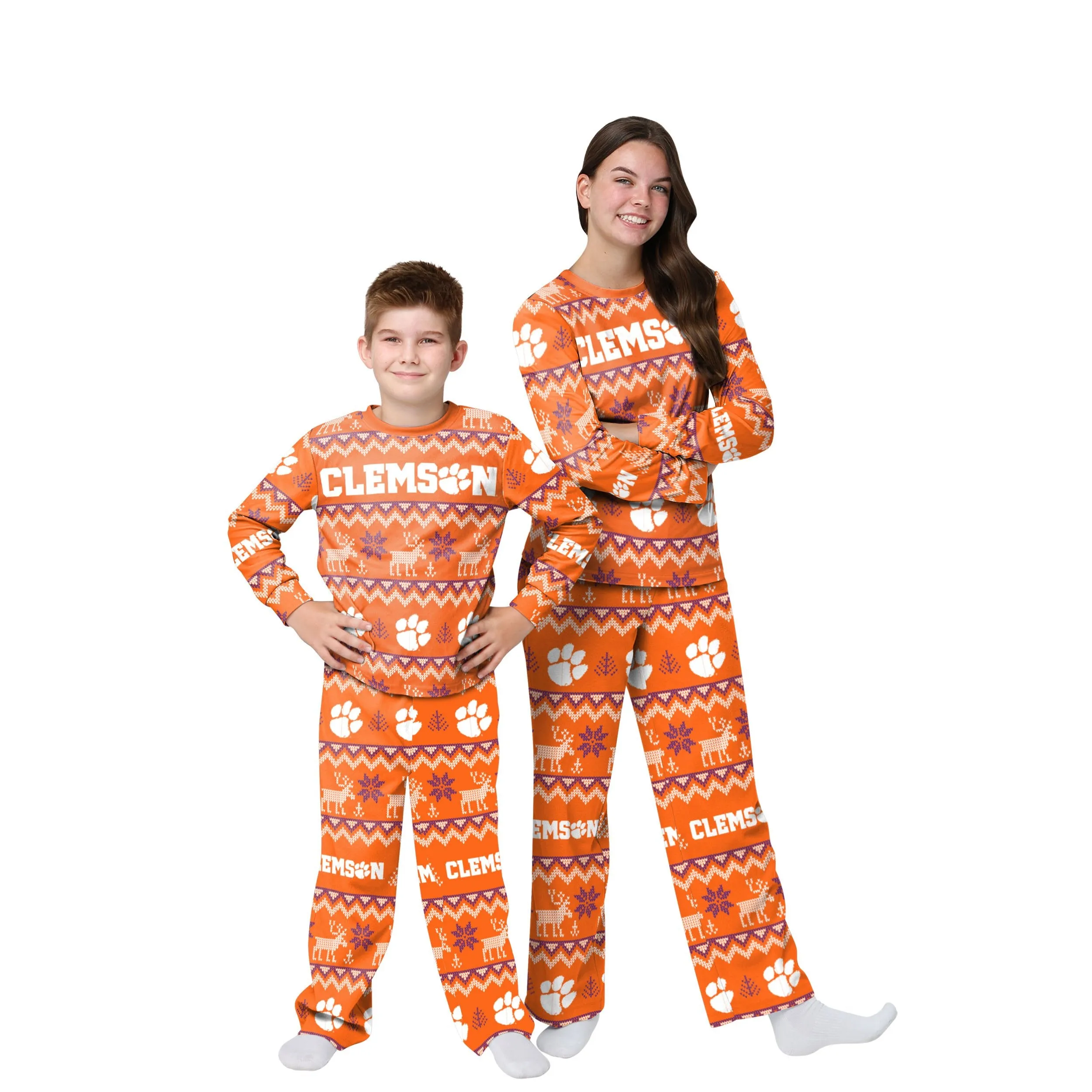 Clemson Tigers NCAA Ugly Pattern Family Holiday Pajamas