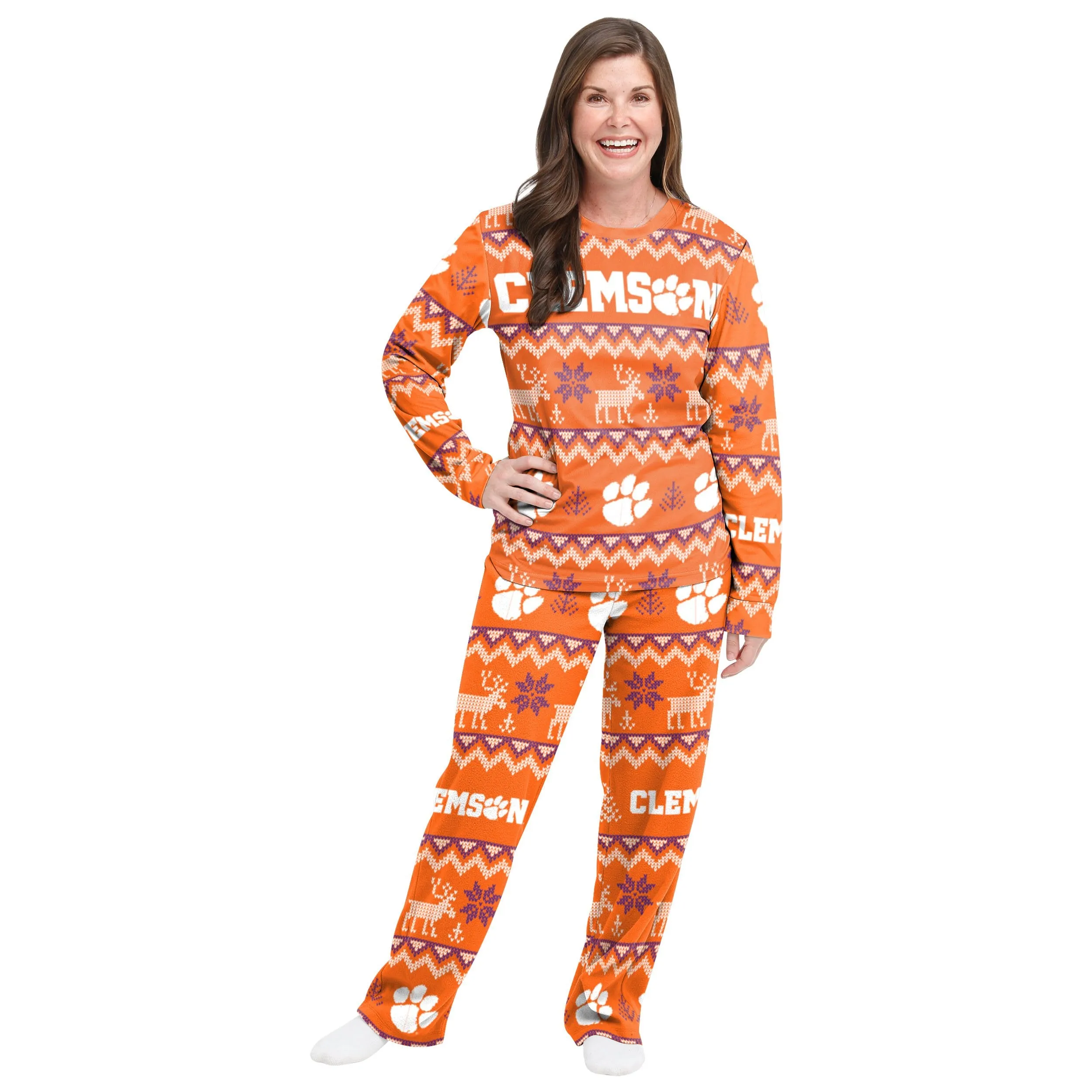 Clemson Tigers NCAA Ugly Pattern Family Holiday Pajamas