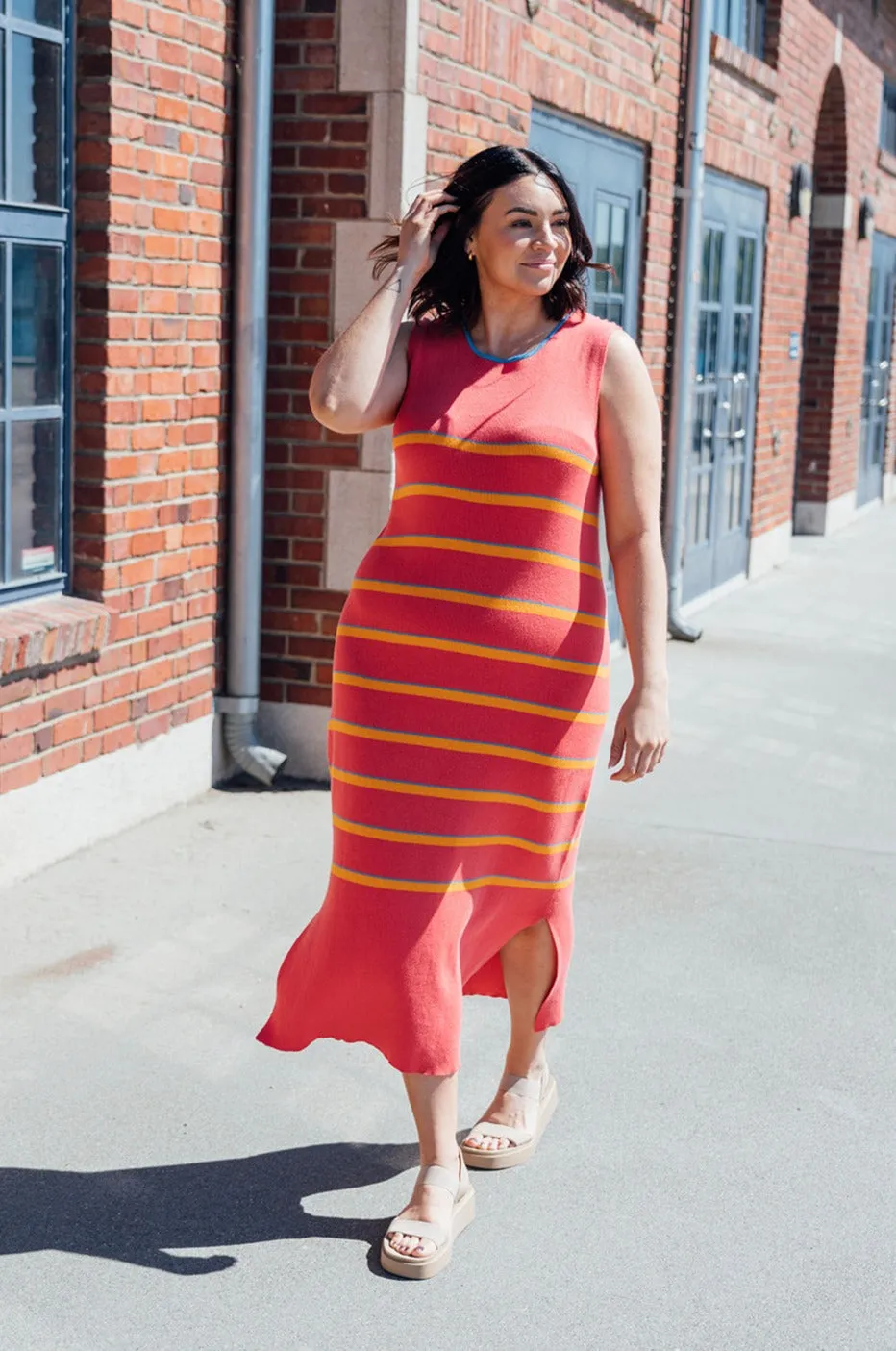 Coastline Dress - Sunset Stripe