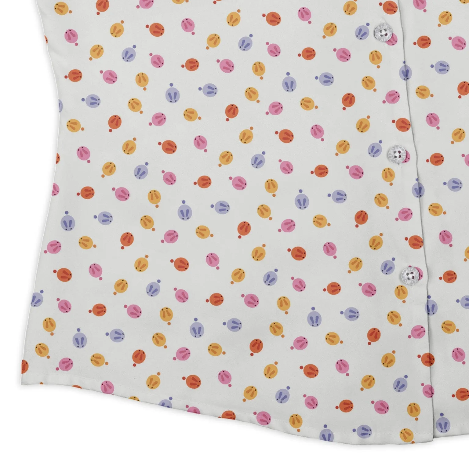 Colorful Wagashi Rabbits Curvy Button Up Shirt