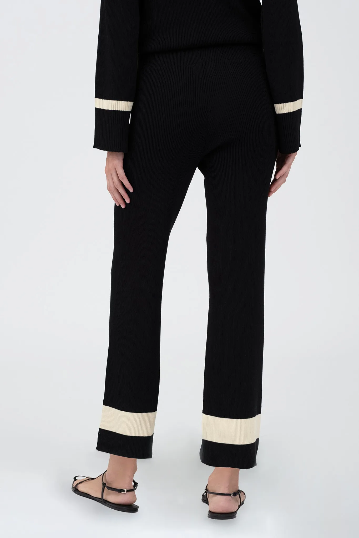 CONTRAST TRIM STRAIGHT LEG PANTS