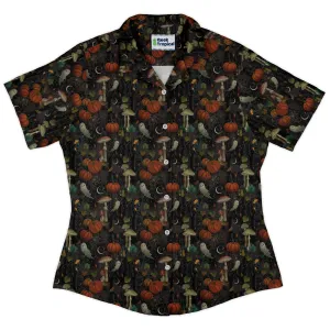 Cottagecore Halloween Mushroom Curvy Button Up Shirt