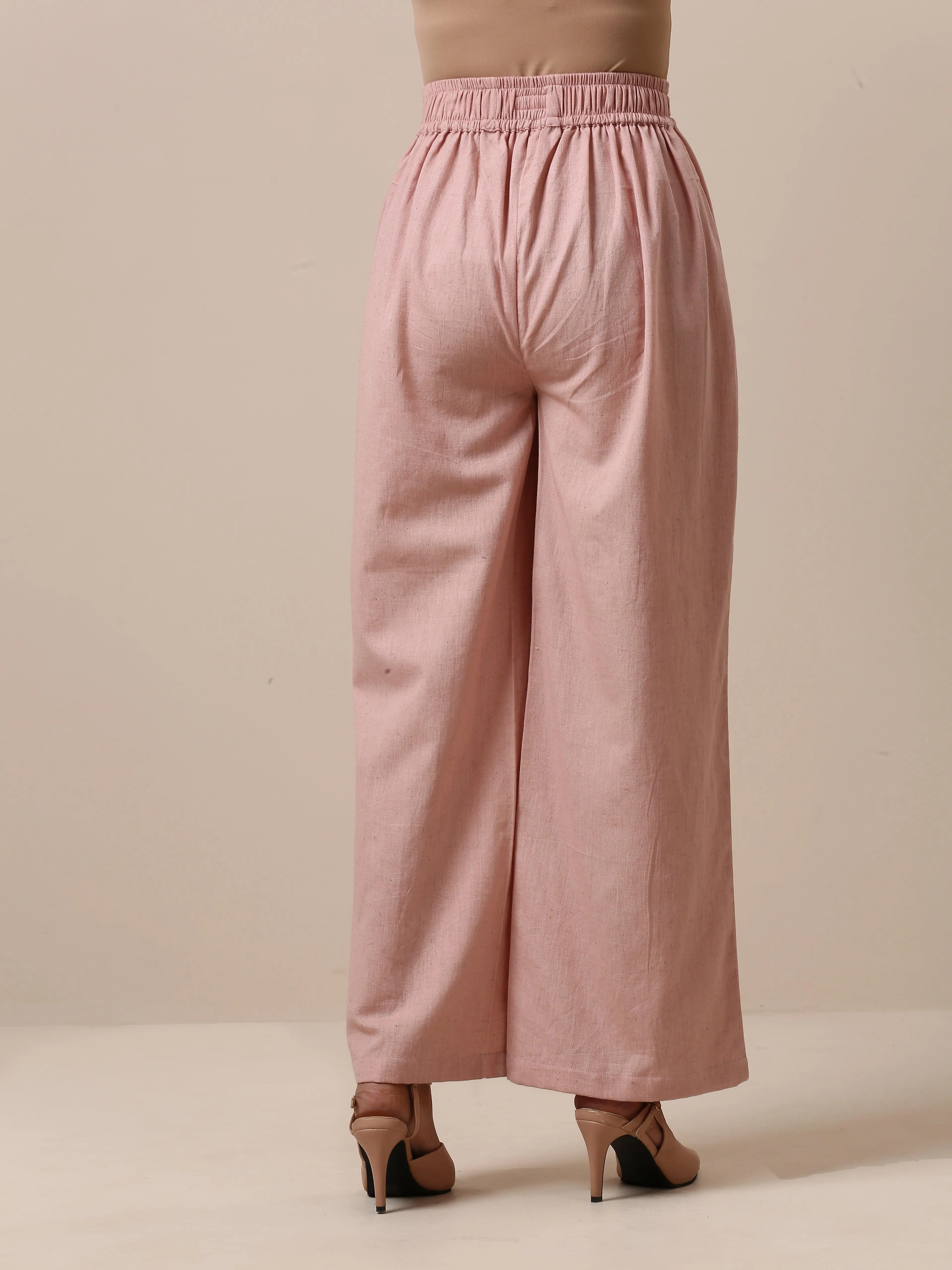 Cotton Rose Pink High Waist Pant