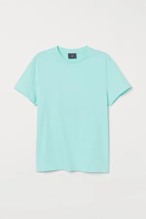 Cotton T-shirt-Turquoise-1005934001