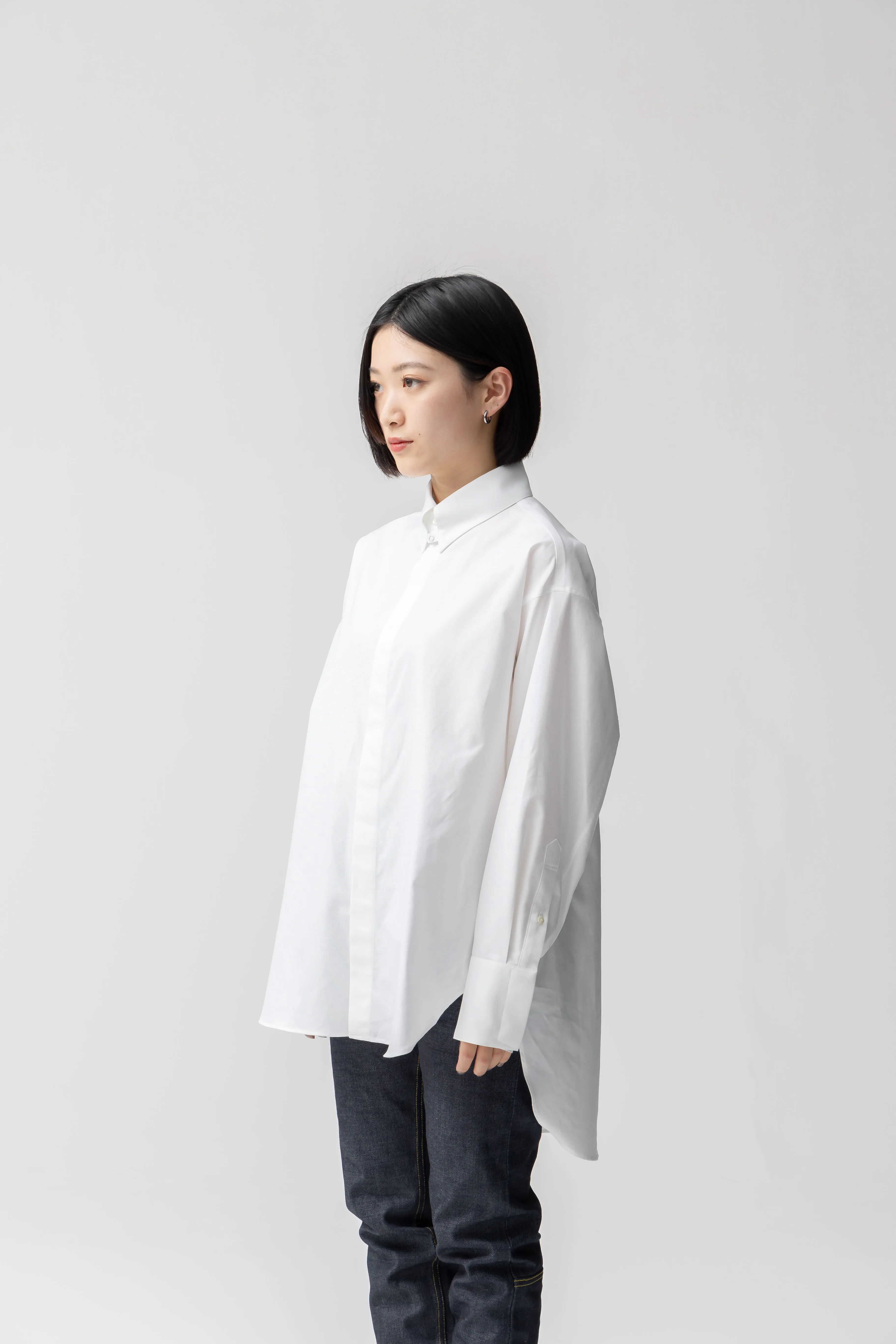 COTTON TAB COLLAR SHIRT .06【WHITE-OXFORD】