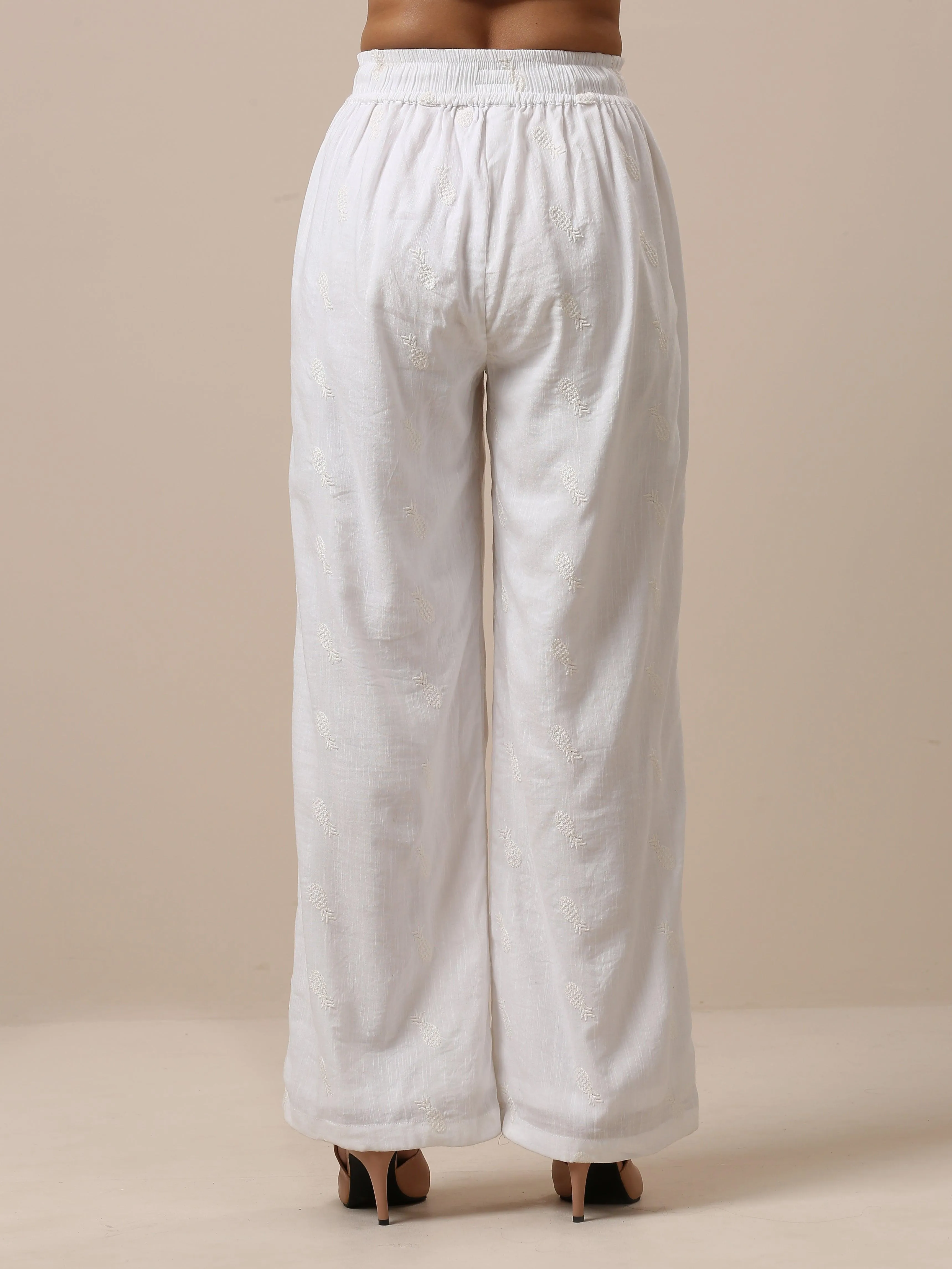 Cotton White Pineapple High Waist Pant