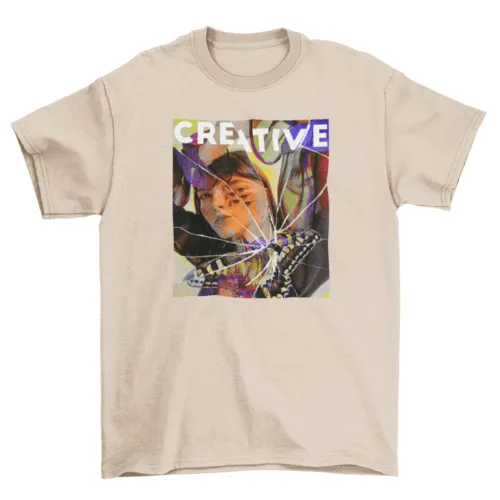 Creative Broken Glass PSD T-Shirt