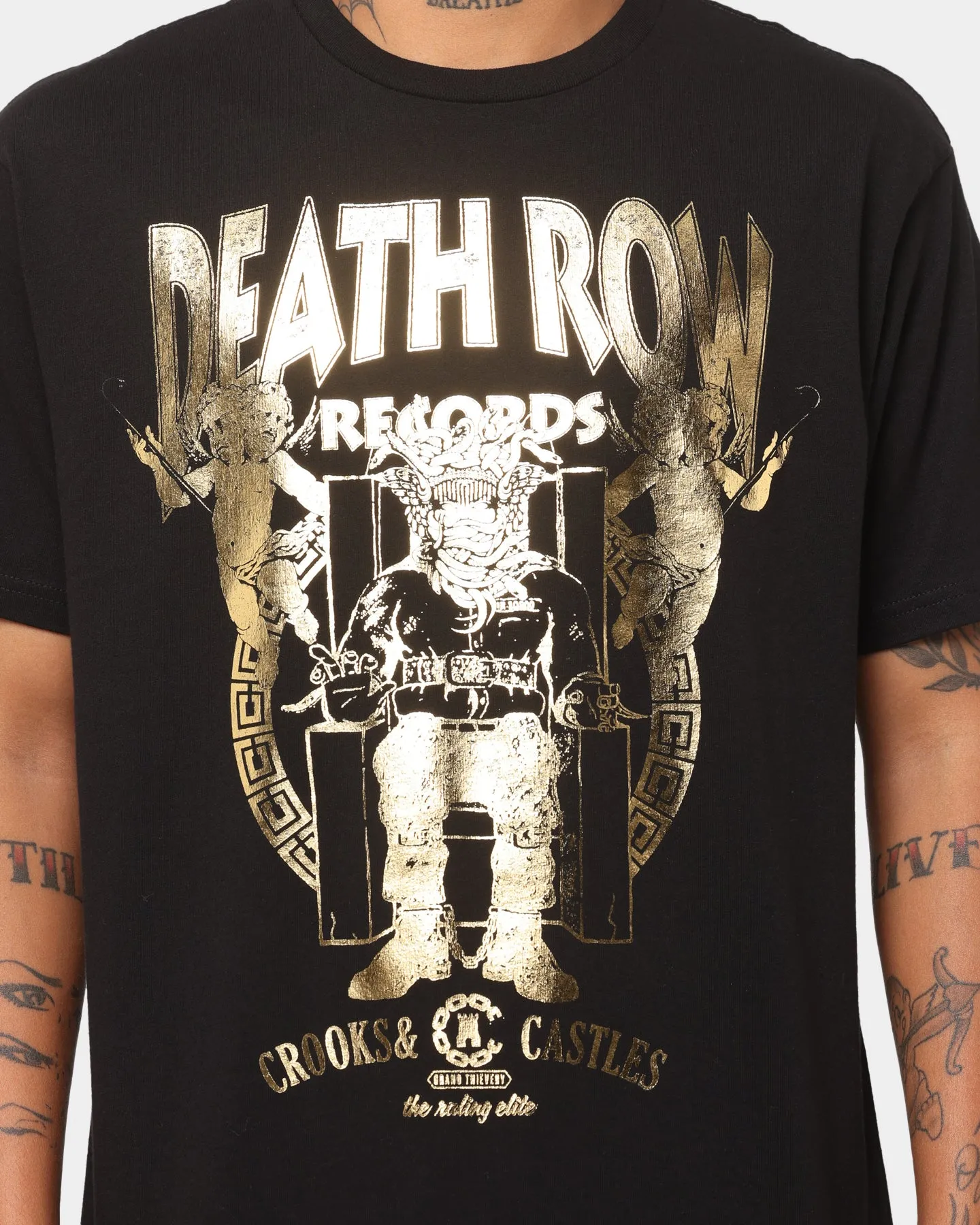 Crooks & Castles Deathrow Angels T-Shirt Black/Gold