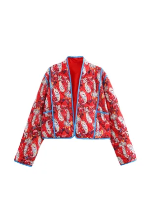 'Dagmara'  Printed Short-Sleeve Cotton Jacket