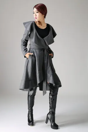 Dark gray wool coat women jacket winter jacket (1075)