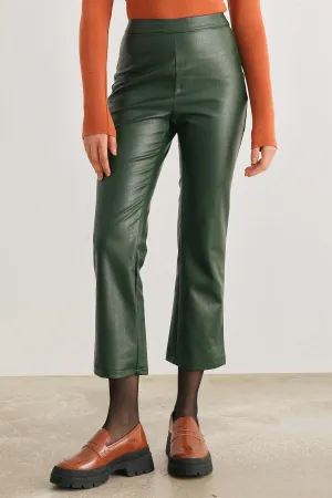 Dark Green Faux Leather High Waist Pants /2-2-2