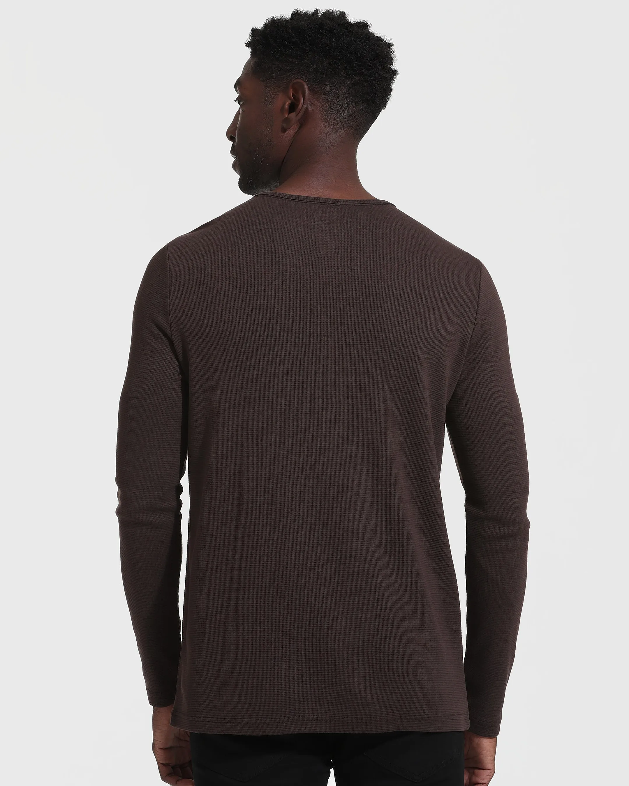 Dark Oak Waffle Long Sleeve Henley