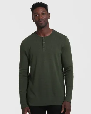 Dark Olive Waffle Long Sleeve Henley