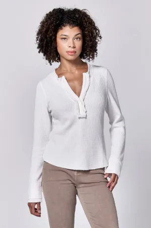 Dear John Luna Thermal Henley Top White