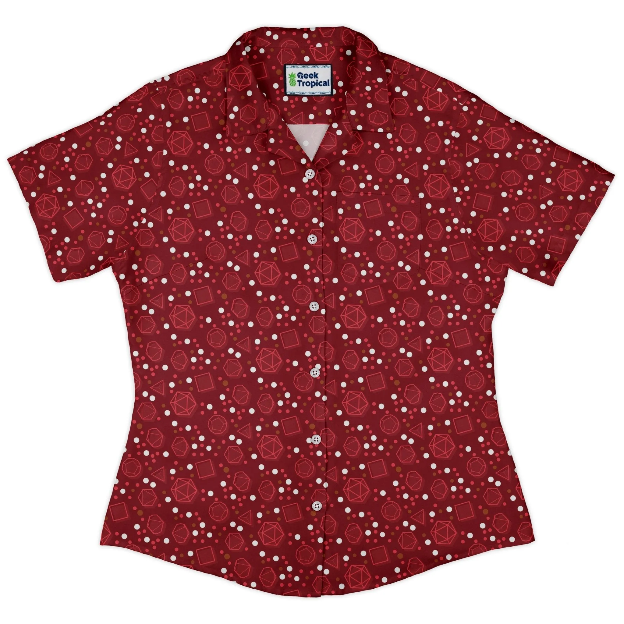 Dnd Red Dice Sets Curvy Button Up Shirt