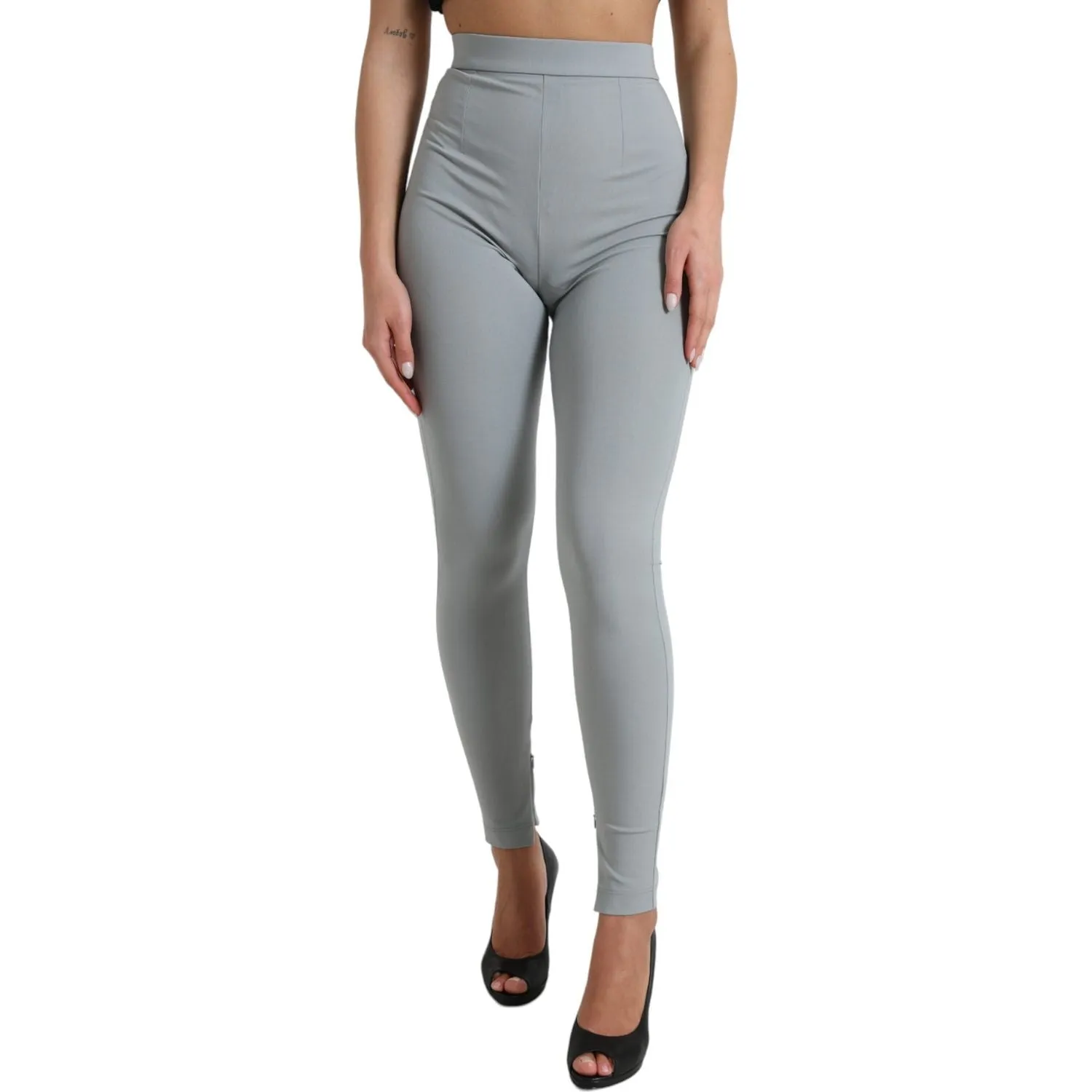 Dolce & Gabbana Elegant High Waist Leggings in Gray