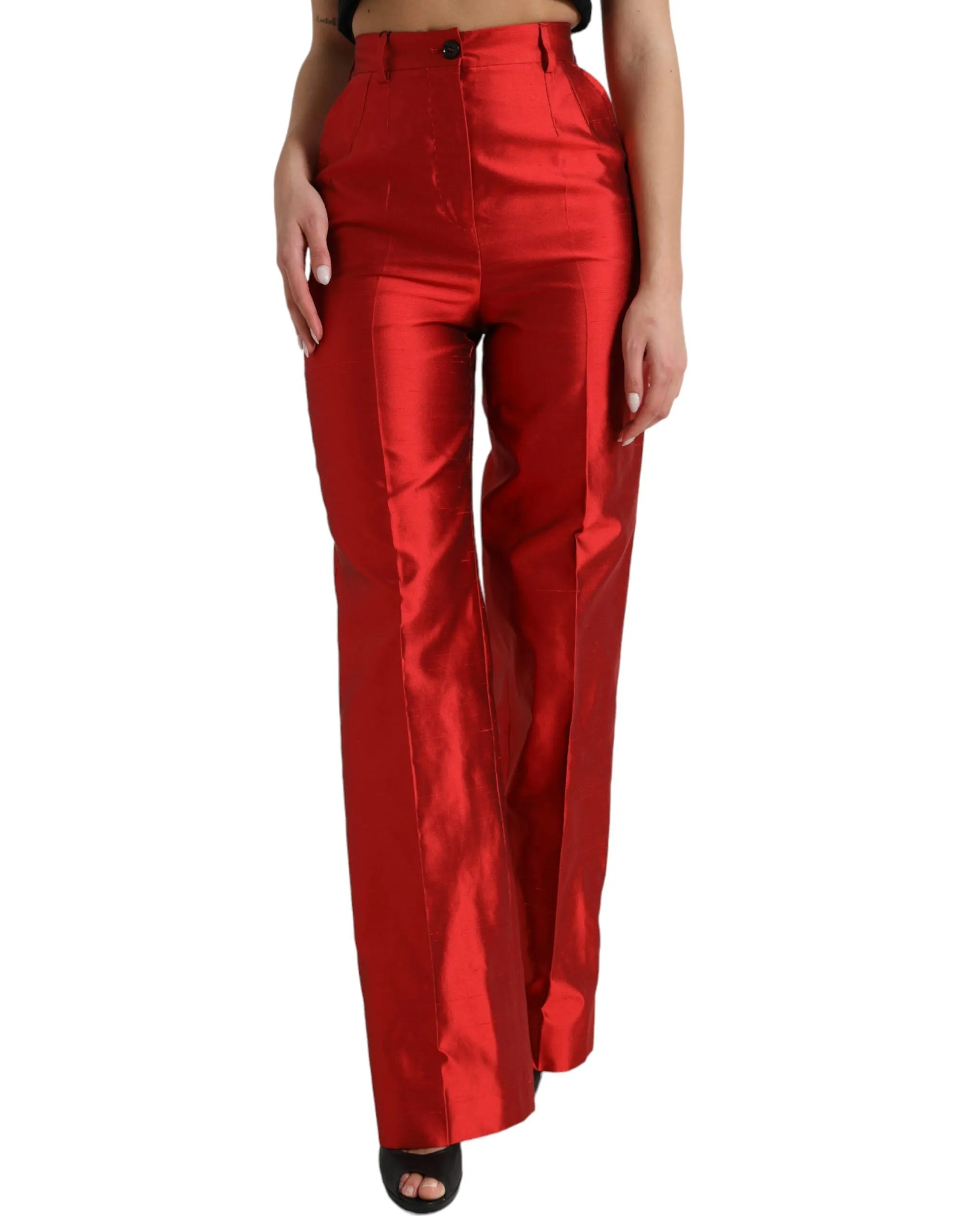 Dolce & Gabbana Elegant High Waist Wide Leg Silk Pants