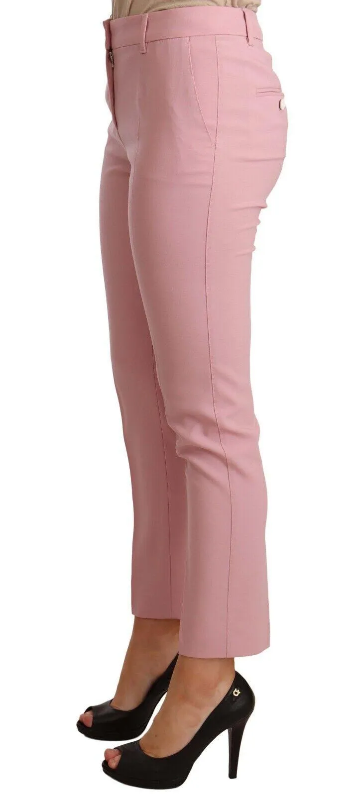 Dolce & Gabbana Pink Wool Stretch High Waist Trouser Pants