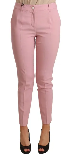 Dolce & Gabbana Pink Wool Stretch High Waist Trouser Pants