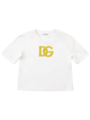 Dolce&amp;Gabbana   Embellished logo cotton jersey t-shirt 