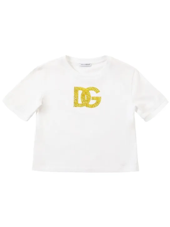 Dolce&amp;Gabbana   Embellished logo cotton jersey t-shirt 