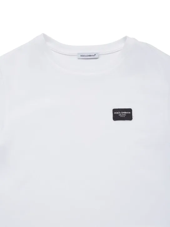 Dolce&amp;Gabbana   Logo embroidered cotton jersey t-shirt 