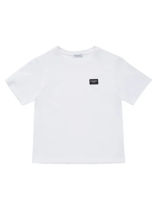 Dolce&amp;Gabbana   Logo embroidered cotton jersey t-shirt 