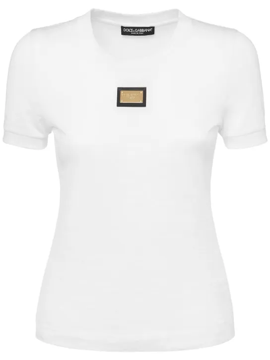 Dolce&amp;Gabbana   Logo plaque cotton jersey t-shirt 