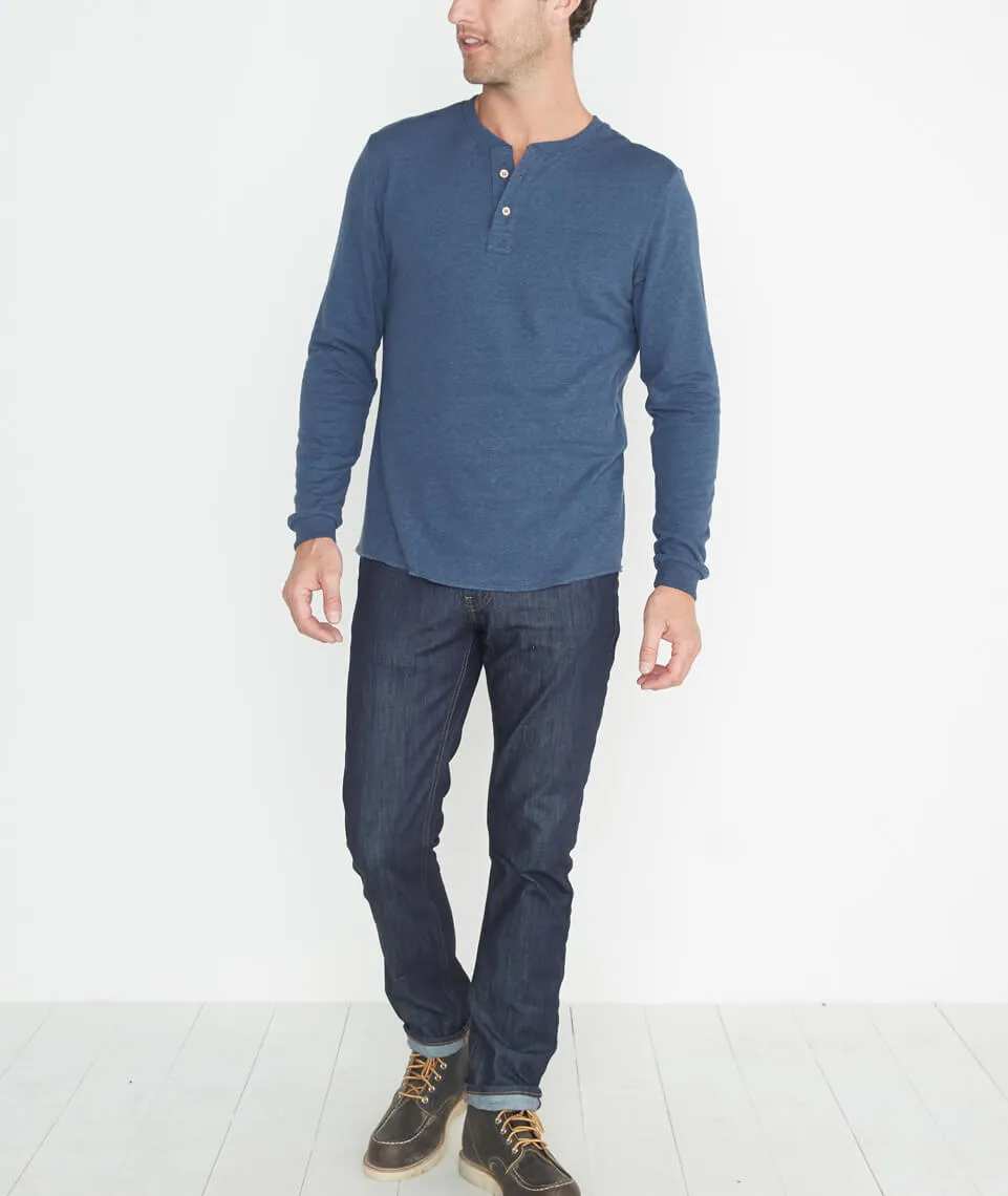 Double Knit Henley in Deep Denim