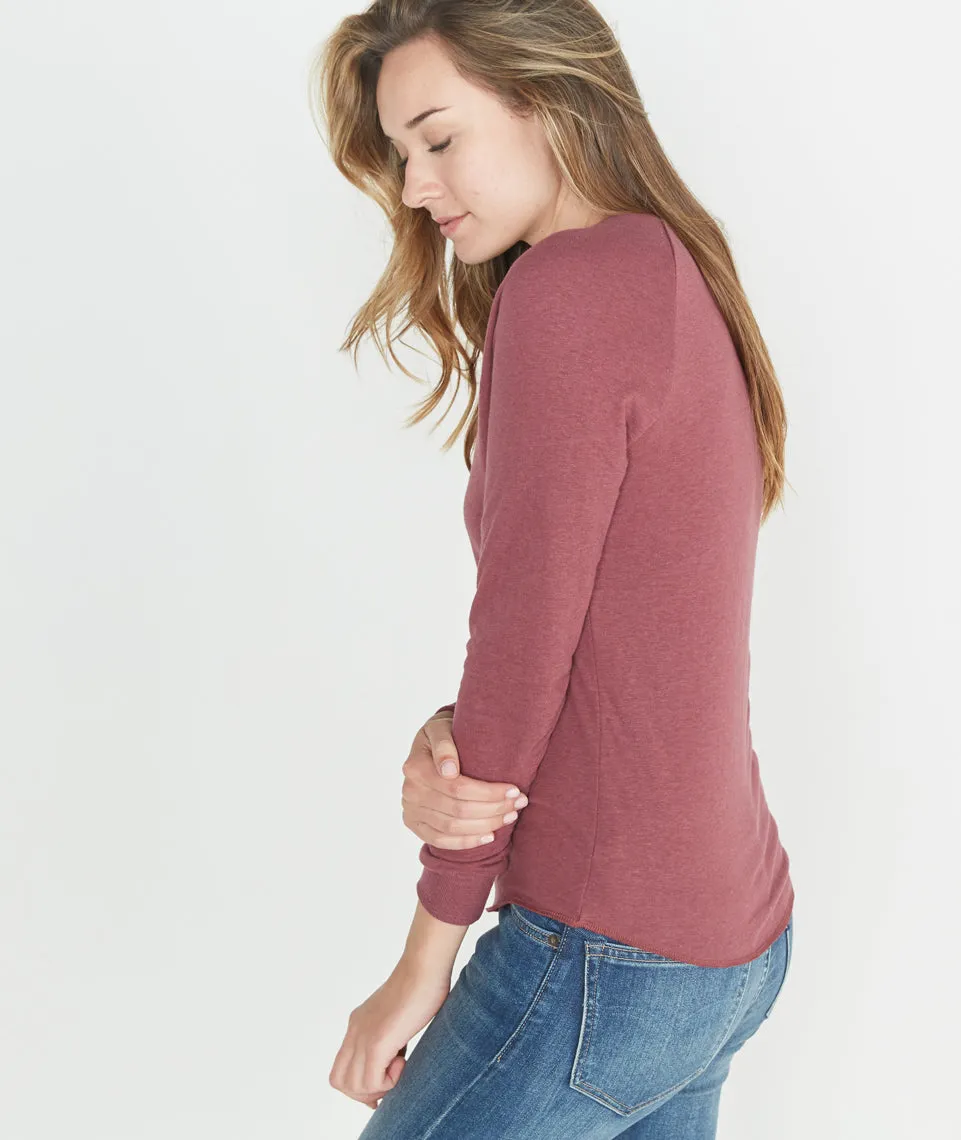 Double Knit Henley in Merlot