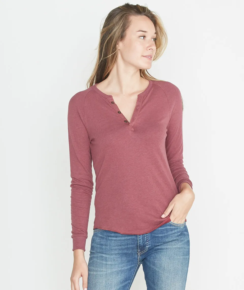 Double Knit Henley in Merlot