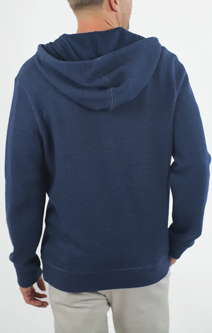 Doubleface Mesh Hooded Henley Pullover