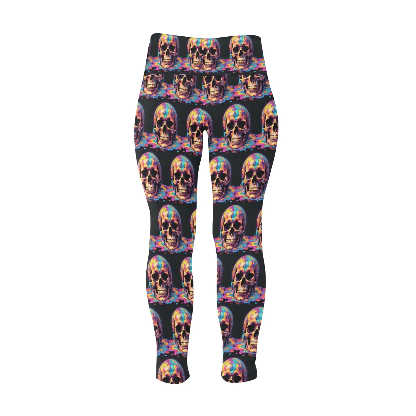 Dripping Skull Women's Plus Size High Waited Leggings Women's High Waist Leggings(Plus Size)(ModelL45)