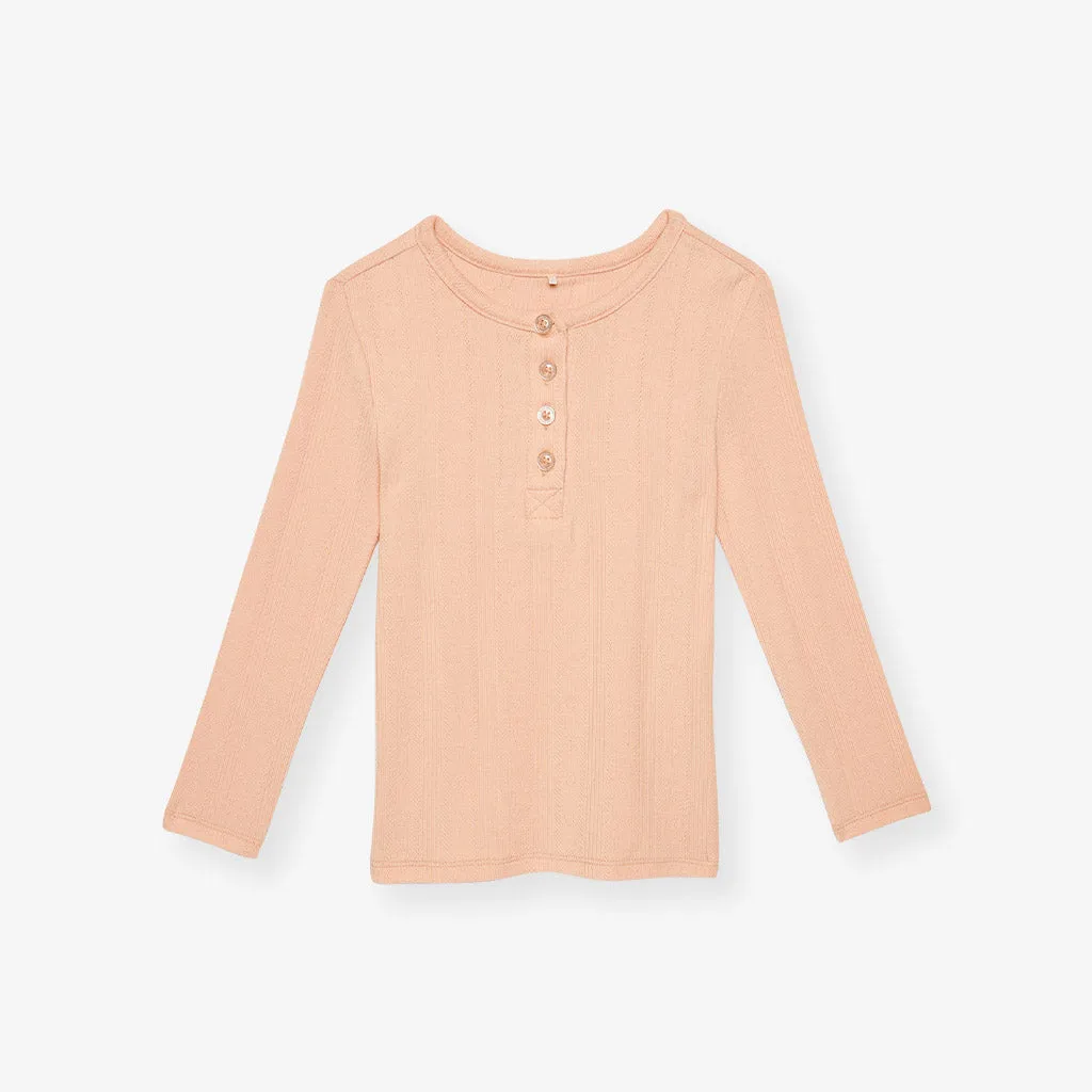 Dusty Blush Pointelle Henley Top