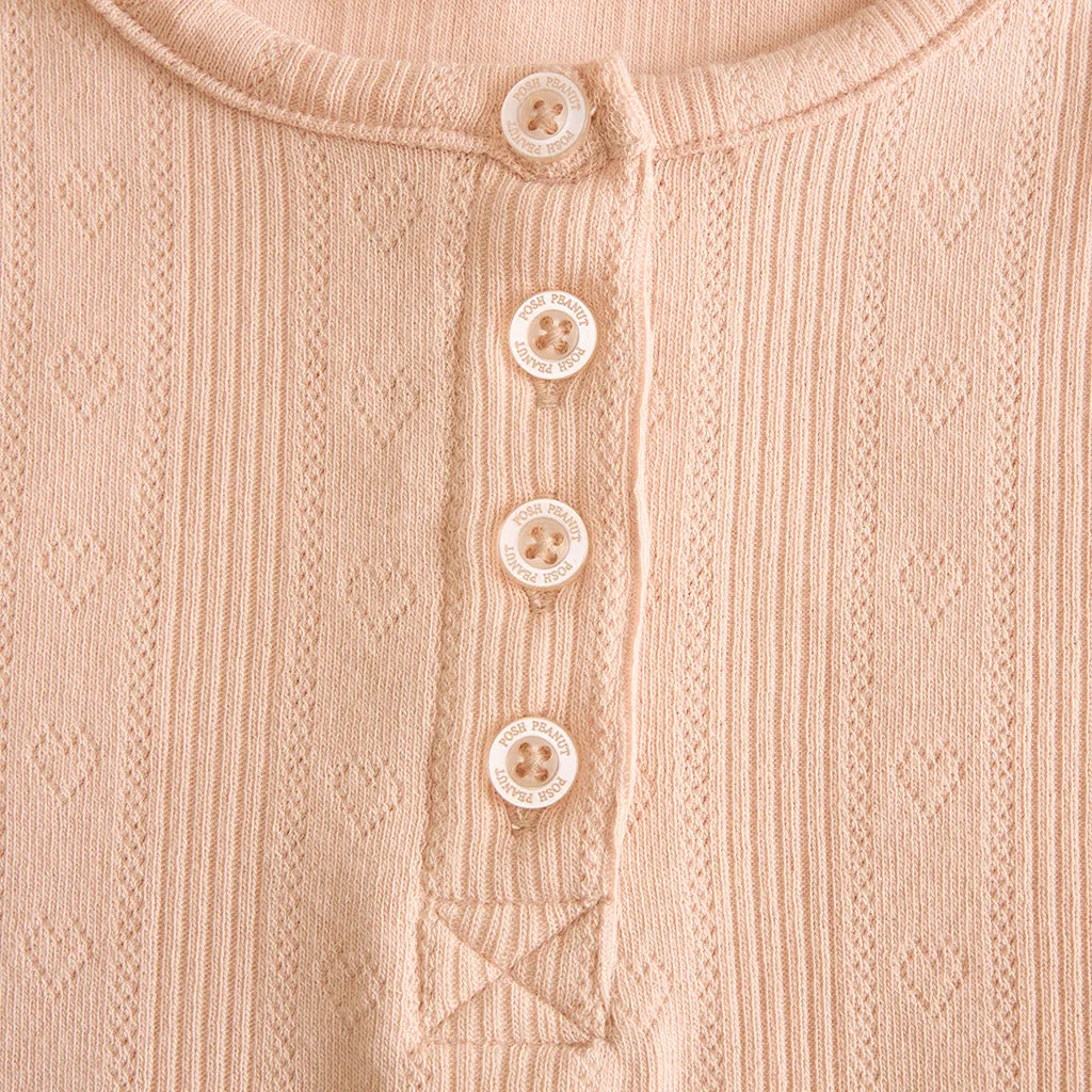 Dusty Blush Pointelle Henley Top