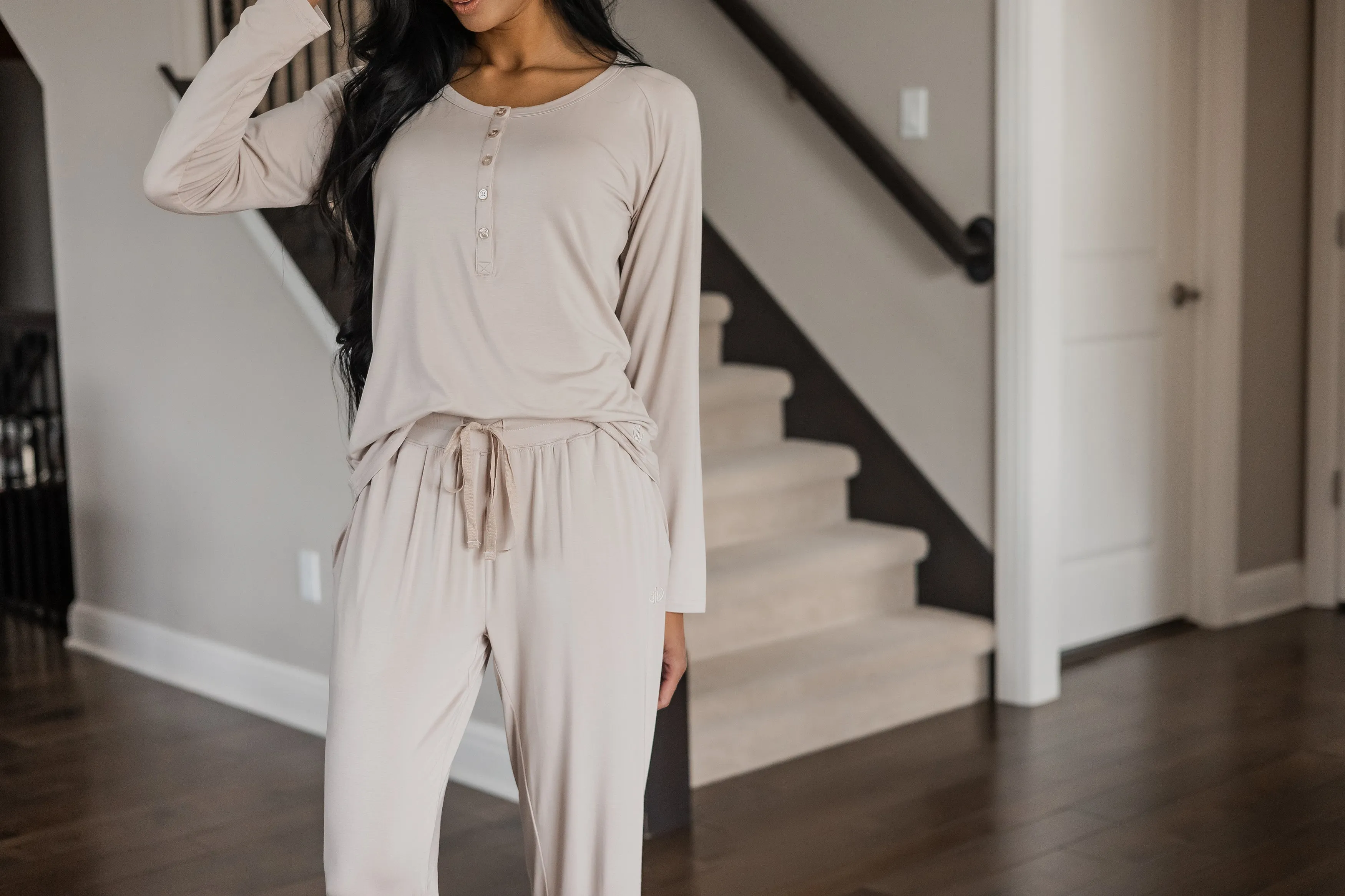 Easy Bamboo Henley Long Sleeve & Pant Pajama Set