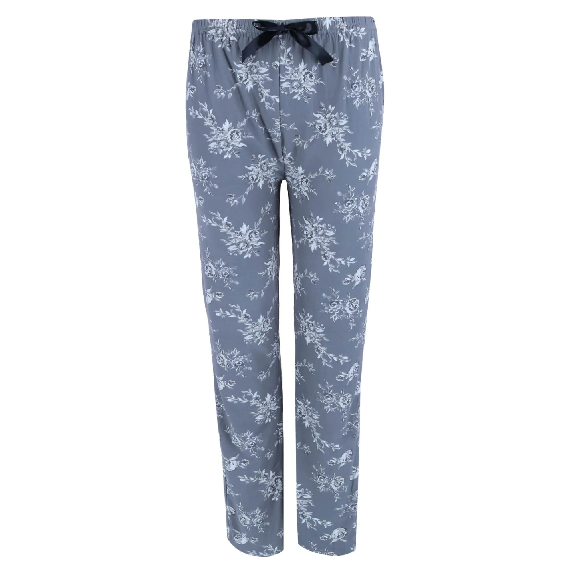 Elegant Emily Women's Henley & Pant Grey Floral Set