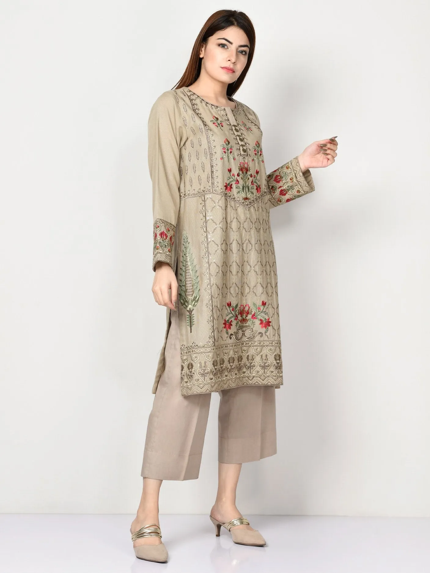 Embroidered Khaddar Shirt